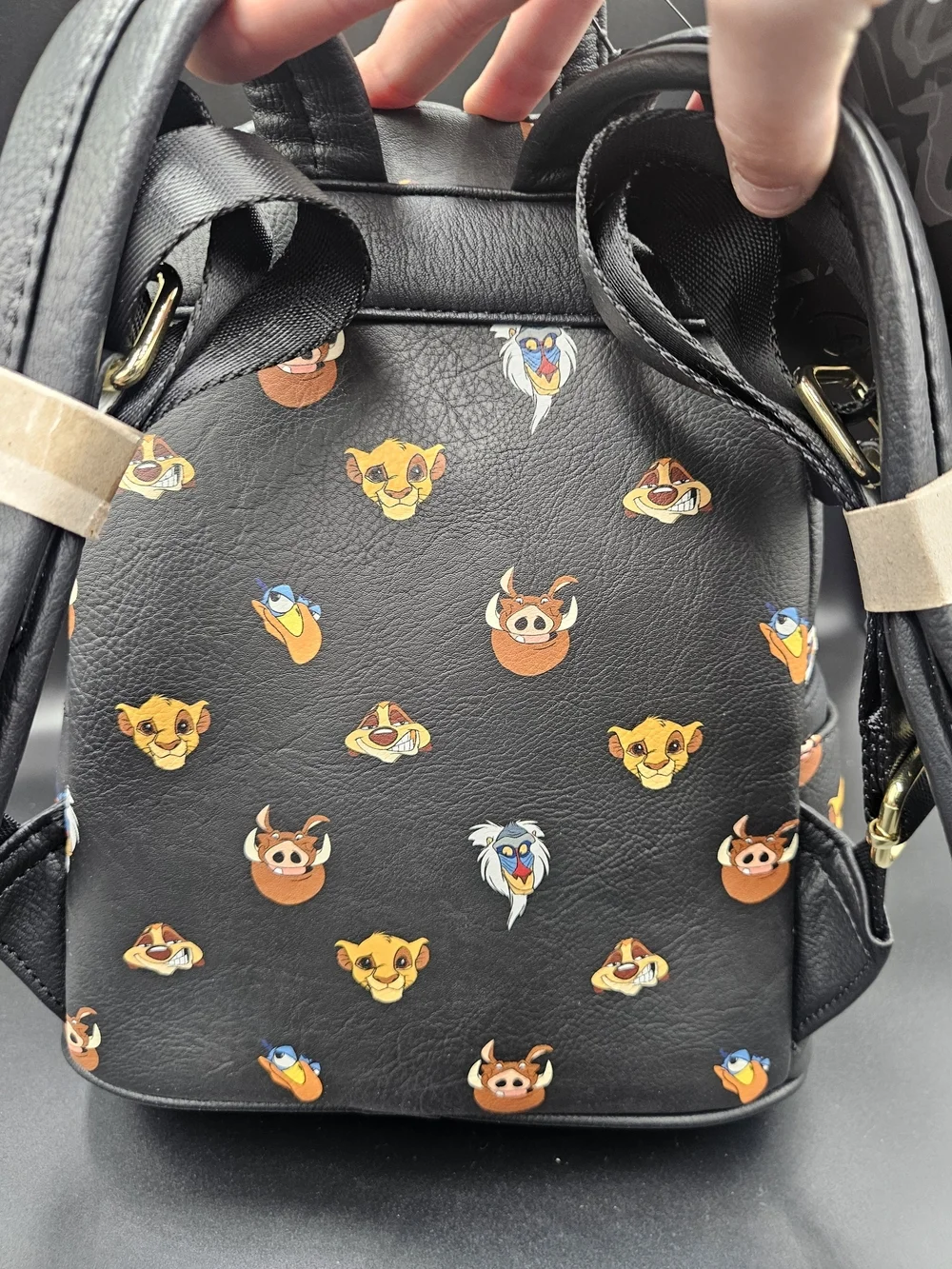Disney Loungefly Lion King Mini Backpack Simba Timon Pumbaa NWT Black